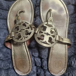Tory burch gold miller sandals size 9